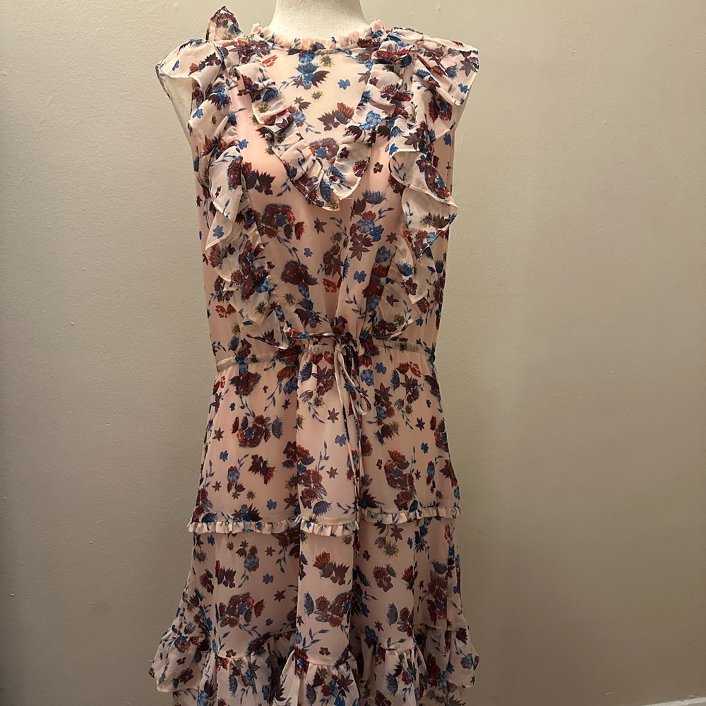 Rebecca Minkoff Black and Pink Sleeveless V-Neck Mini Dress